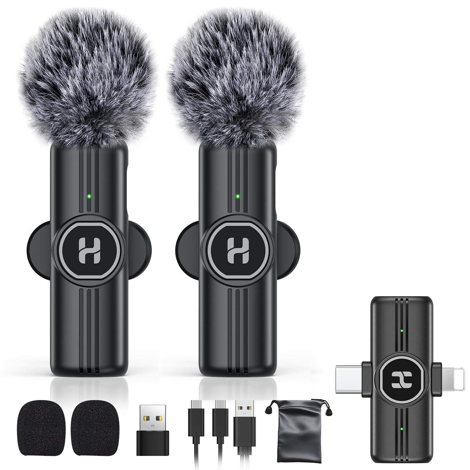 Mini Wireless Lavalier Microphone for iPhone, iPad, Android Phone - Noise Reduction Lapel USB C Bluetooth Mic for Recording, Clip on Omni Lav Mic for Video Recording, Tiktok, YouTube, Vlog