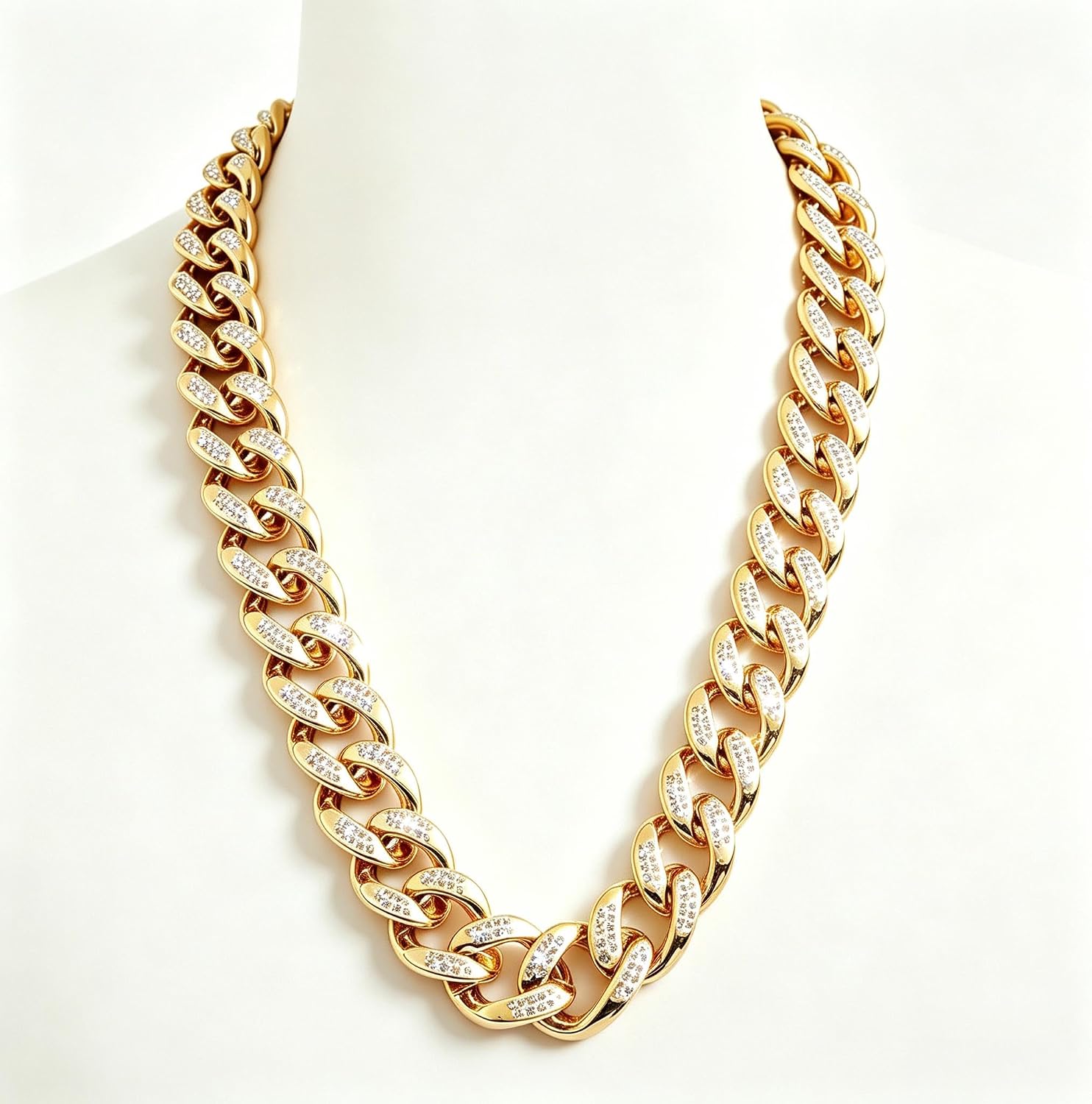 Chunky Fake Gold Chain for Hip Hop Rapper Costume Jewelry, Fake Plastic Gold Necklace Accessories for 80s 90s Men Women Halloween Costume Dress Up Party Props