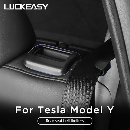 Miniatura 7 de LUCKEASY 2pcs Auto Rear Seat Belt Guide Holder Limiter for Tesla Model Y 2021-2023,not for 2024, Upgraded Auto Interior Modification Black