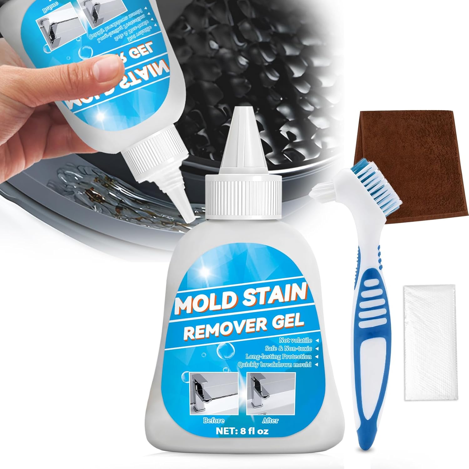 8OZ Mould Remover Gel, Heavy Duty Mould Remover, Effective Mold Cleaner, Suitable for Shower, Toilet, Washing Machine, Bathroom, Washer, Kitchen Sink (220ml)