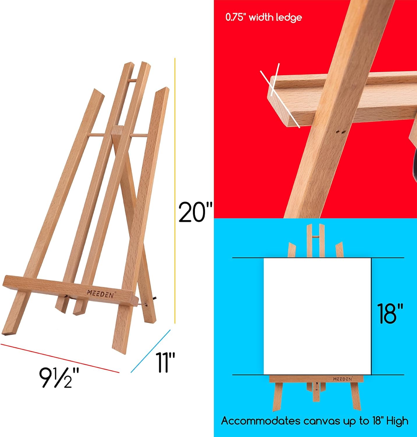 MEEDEN 20 Inch Tabletop Easel: 12 Pack Beech Wood Easel for Painting - Display Table Top Easel Canvas Stand for Painting Sign - Image 2