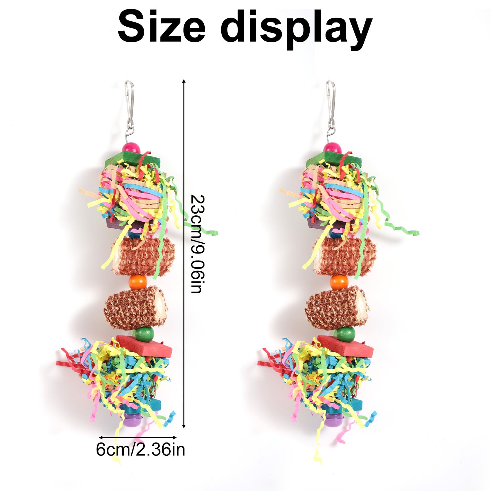 2pcs Bird Toys, Parrot Toys for Parakeets Cockatoos Cockatiels Budgie Conure Macaw Corn Cob Shredding Paper Tearing & Foraging Toy Chewing Hanging Toy Cage Accessories for Small & Medium Birds Pet - image 2