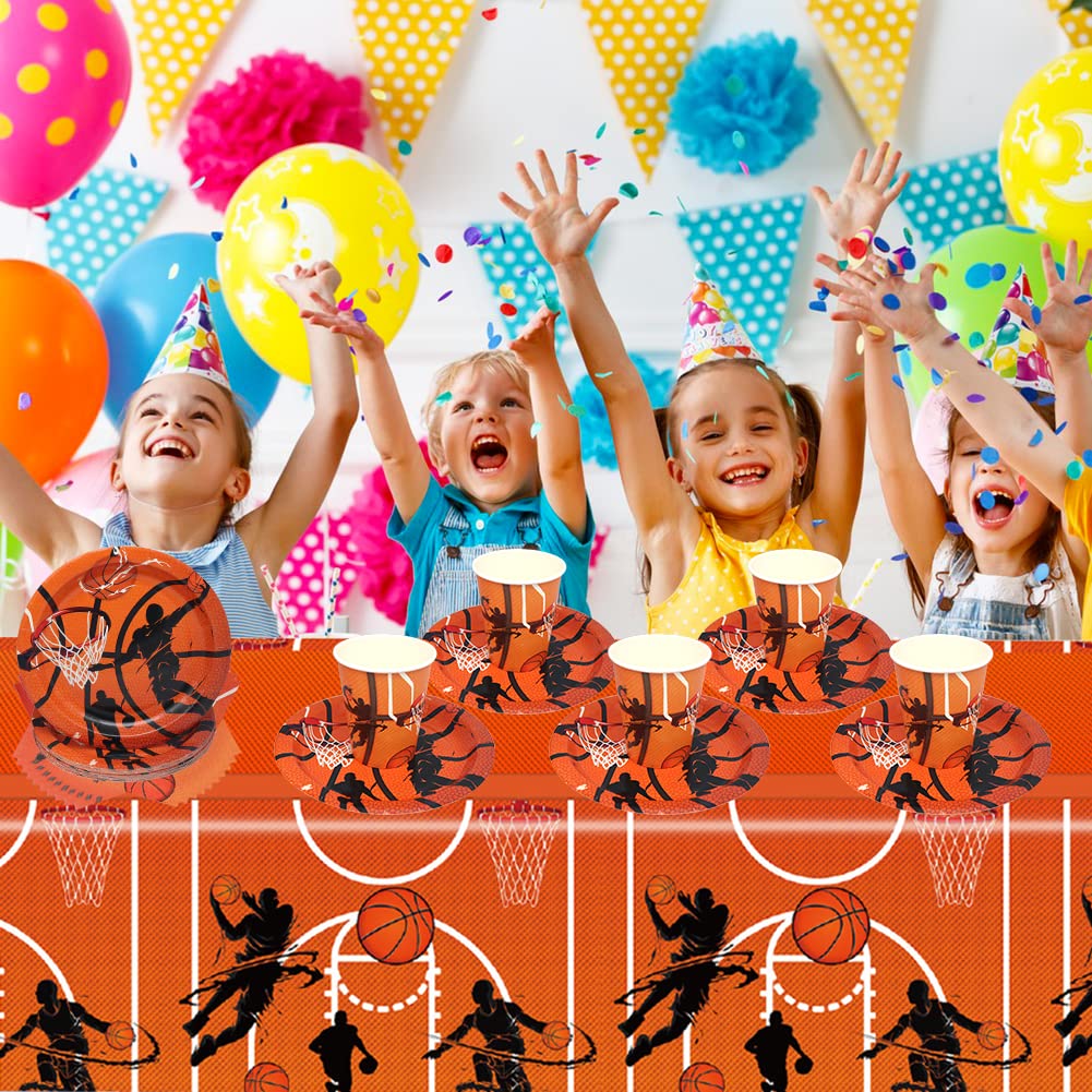Doyomtoy 61 pezzi decorazione da tavolo da basket Piatti e bicchieri per festa di compleanno bambini