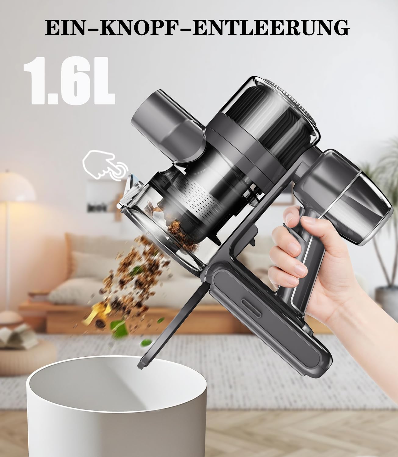 Akku Staubsauger Kabellos Akkustaubsauger Akkusauger - Kabelloser Stabstaubsauger Elektrische Sauger Kehrbesen mit Ladestation Cordless Vacuum Cleaner Für Tierhaare Teppich Beutellos Stielstaubsauger