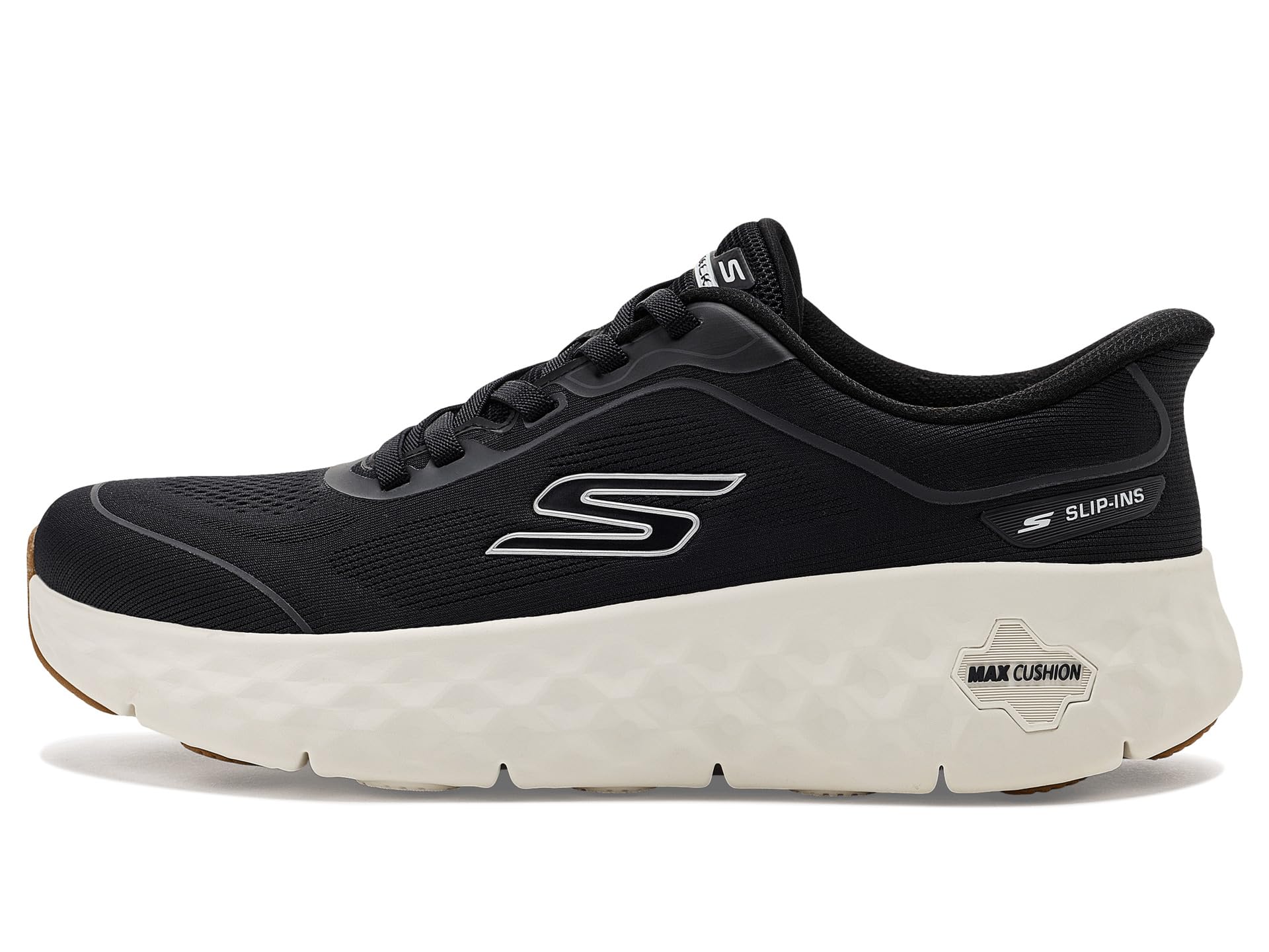 Skechers Mężczyźni GO WALK MAX CUSHIONING FLEX PAVE buty treningowe, Black Textile/White Trim, 44.5 EU