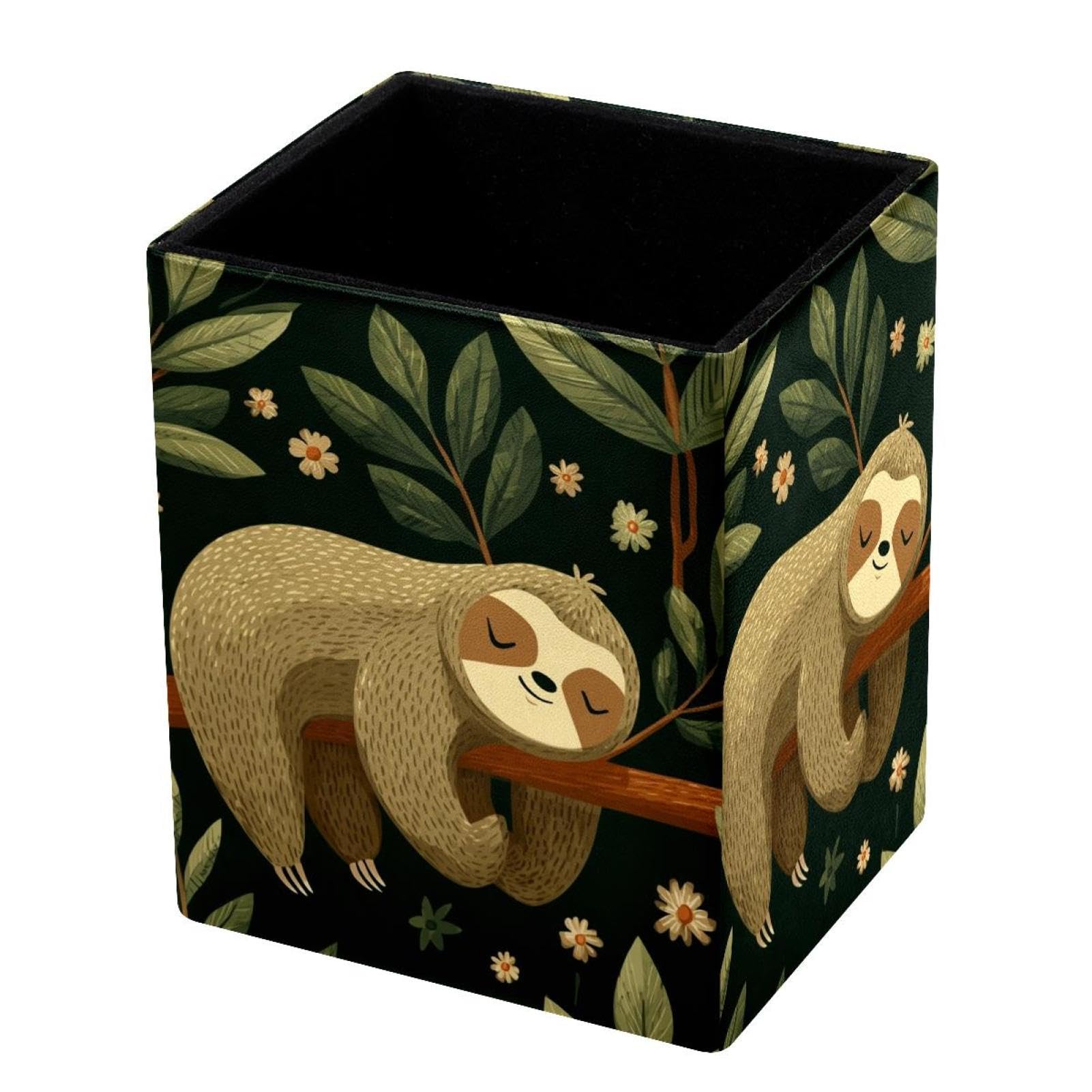 VAPOKF Pencil Holders for Desk, Sleeping Sloth Printed Pen Holders Pen Pot Makeup Brushes Storage Desktop Stationery Supplies Organiser for Home Office