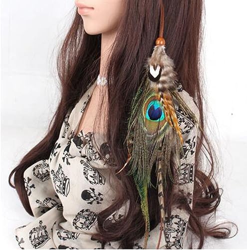 Miniatura 2 de Boho Hippie extensiones de pelo con clip de plumas peine horquilla india pluma tocado tocado DIY accesorios para mujeres hechos a mano