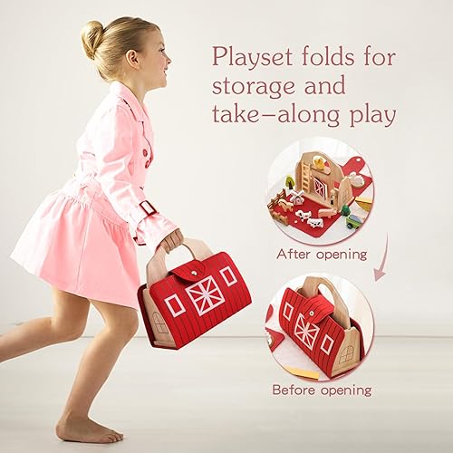 Miniatura 5 de bopoobo Animales de granja para niños pequeños, animales de granja, juguetes de granero rojo, juguetes de animales de granja, juguete de granja con