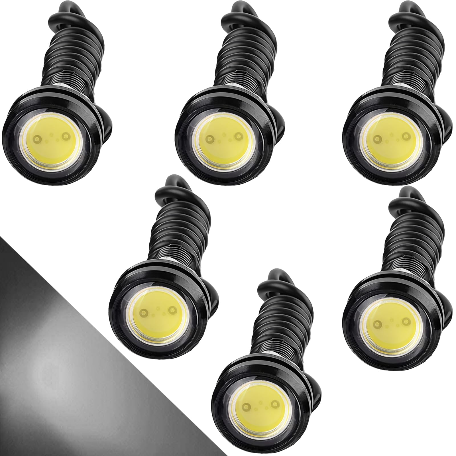 CTRICALVER High Power 18mm 9W Eagle Eye LED, samochód motocykl DRL światła do jazdy dziennej światła przeciwmgielne 12V wodoodporne (białe, 6 szt.)