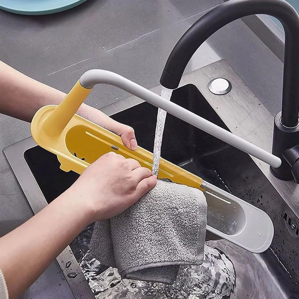 Updated Telescopic Sink Storage Rack,Adjustable Drainer Sink Tray Sponge Soap Holder with Expandable Design for Home Kitchen (2PC)