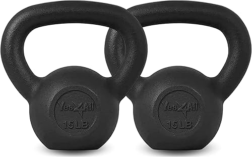 Yes4All Pesa rusa de hierro fundidobase de goma, lisa para entrenamiento de fuerza, gimnasio en casa