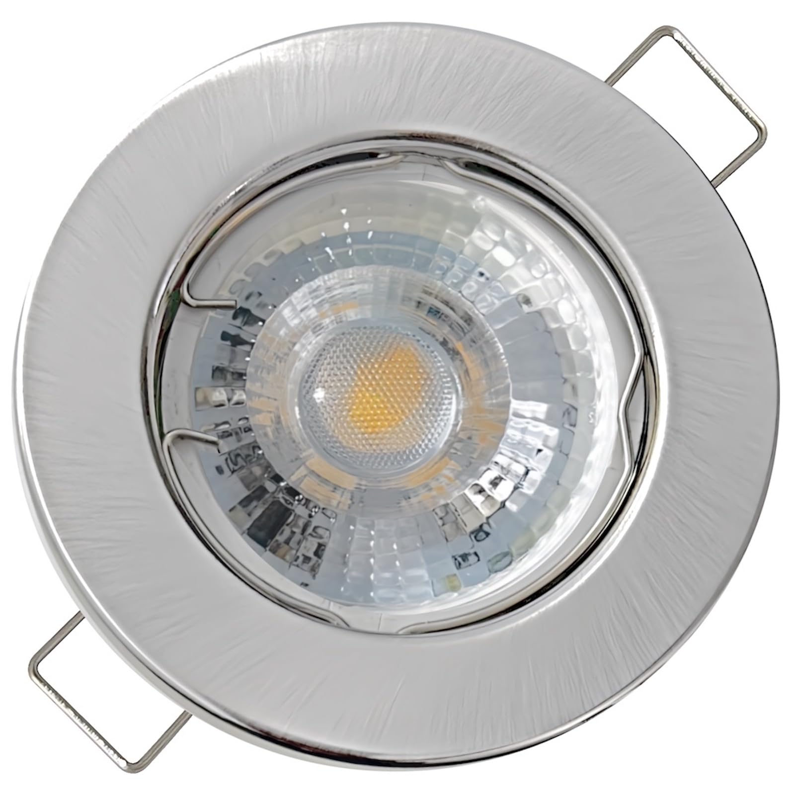 3 Stück LED Einbaustrahler Lotta 12V 5W IP20 Edelstahl gebürstet | Warmweiß 3000K, 400lm | inkl. Trafo & MR16-Fassung | Für Küche und Wohnbereich | Ideal zur LED-Umrüstung