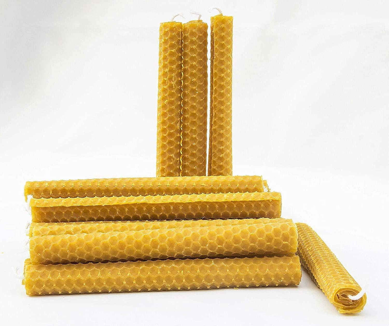 6 Velas Cera de Abeja Olor Miel 100% Natural 2cm x 10cm Pura de Abeja Textura Panal Bujía Vela de Miel Natural Sin Parafina