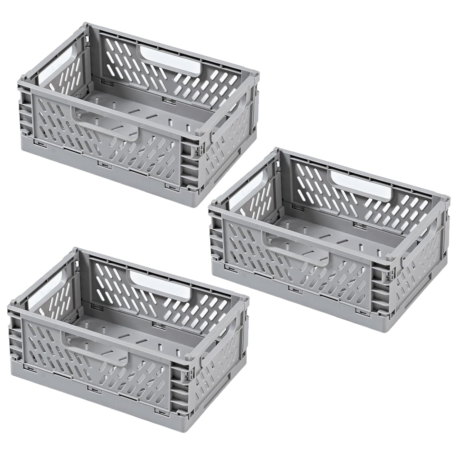 Kuber Industries Großer Kühlschrank-Aufbewahrungsbehälter ohne Deckel, 3 Stück (grau)