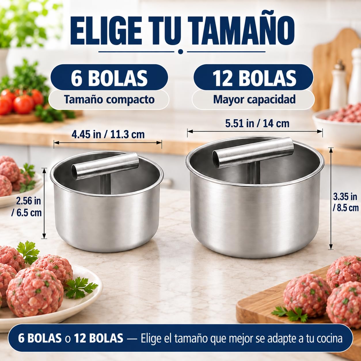 Molde para Albóndigas de Acero Inoxidable, Formador Manual para Carne，6 Grids