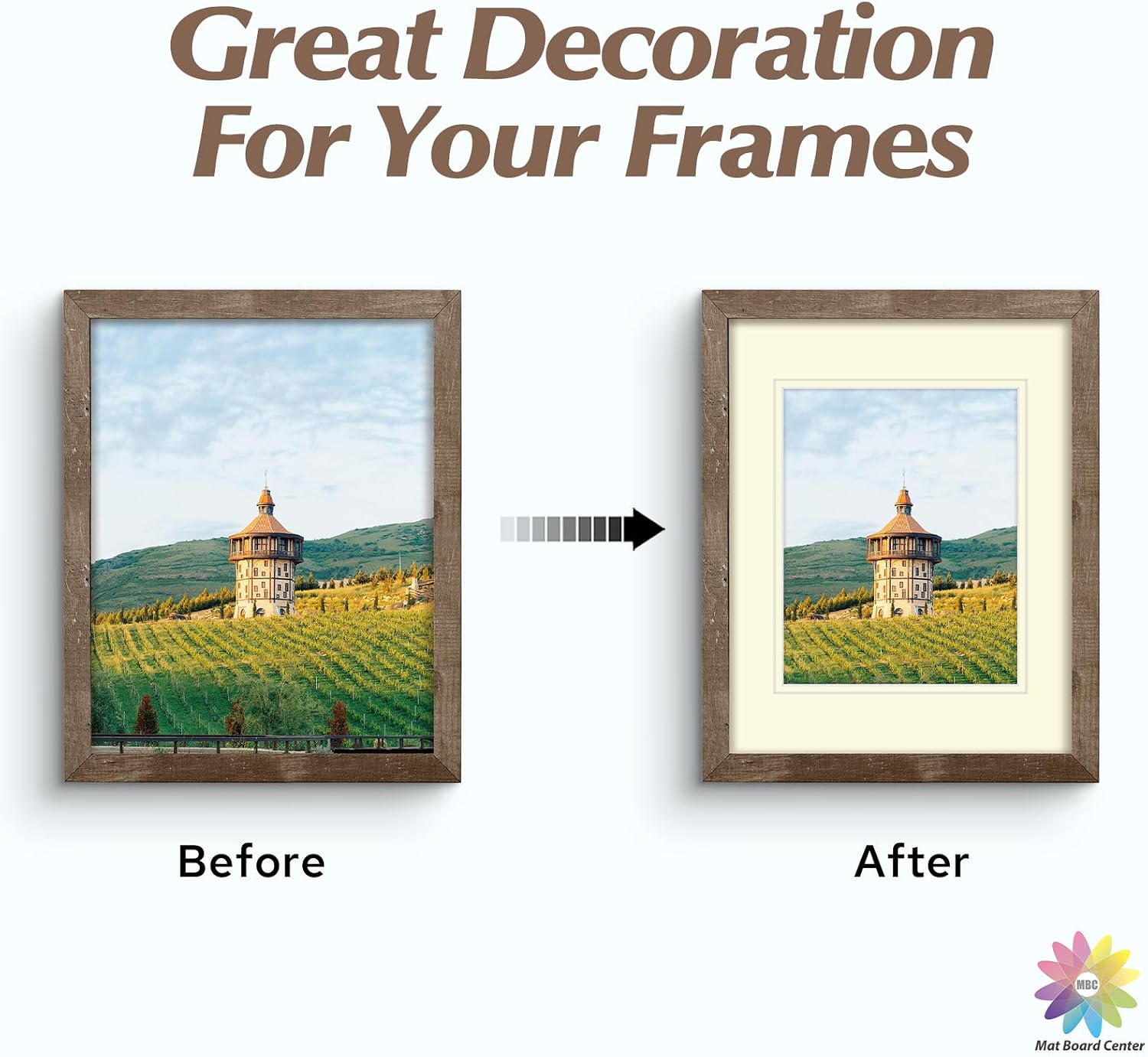 Mat Board Center, 5 Pack 11x14 Double Mat for 8x10 Photos Ivory/Ivory