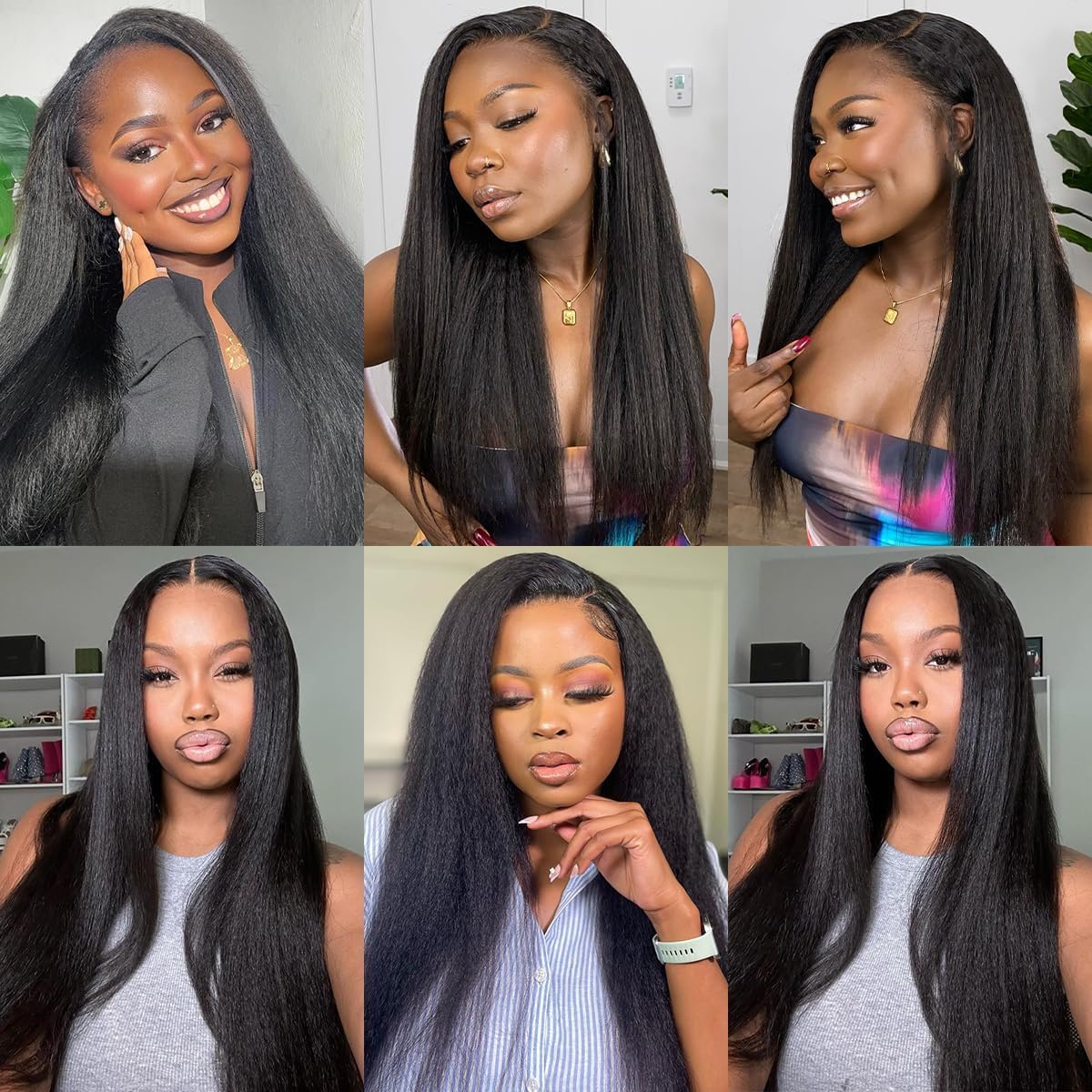 Kinky Straight Bundles 18 20 22 Inch 3 Bundles Kinky Straight Human Hair Bundles 12A 100% Unprocessed Brazilian Virgin Yaki Straight Bundles Hair Extension For Women Black Color