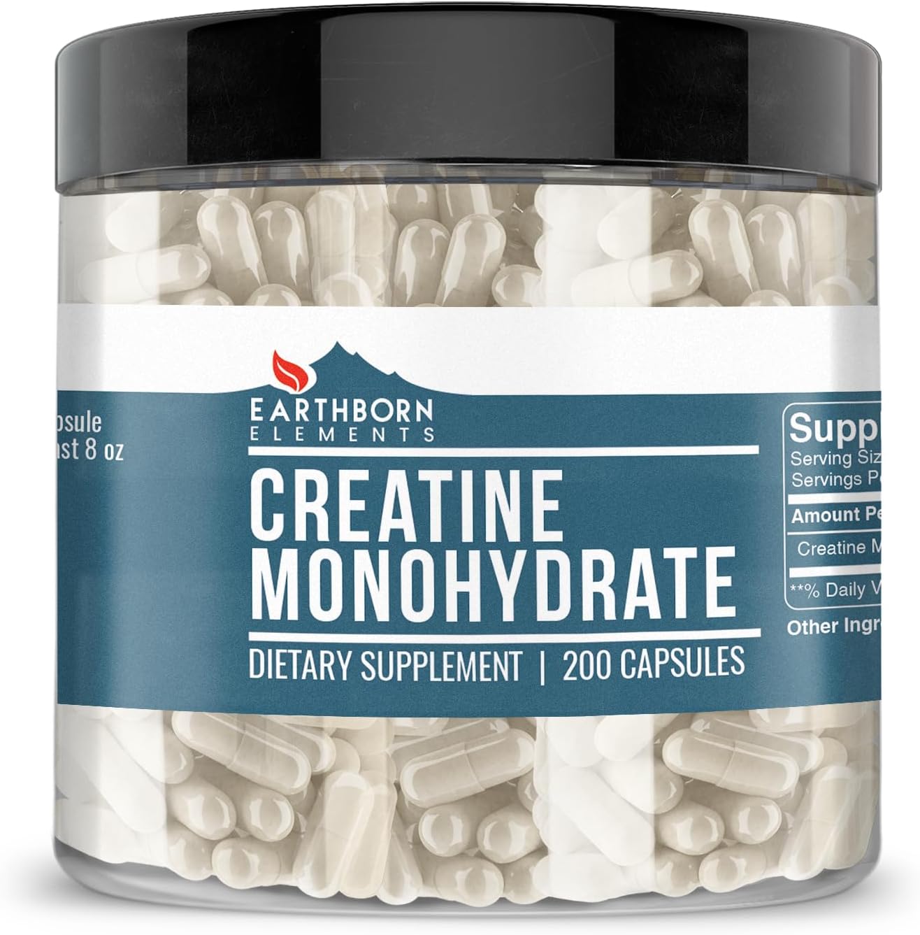 Creatine Monohydrate 200 Capsules, Pure & Undiluted, No Additives