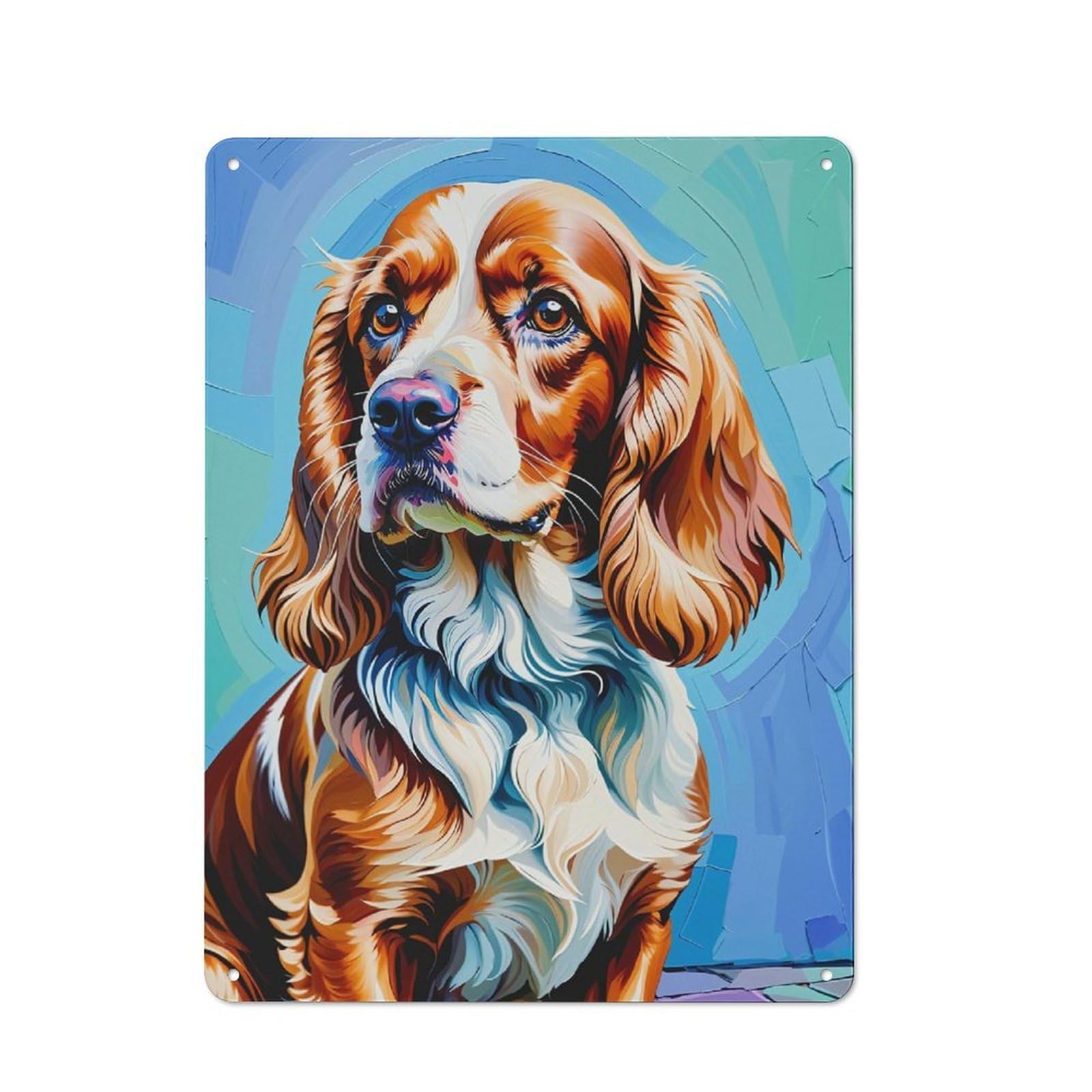 Junmoney English Cocker Spaniel Portrait Painting Metal Wall Art Sign With Design 40X30cm, Urban Industrial Wall Decor For Workspace, Cafe, Hallway Or Garage