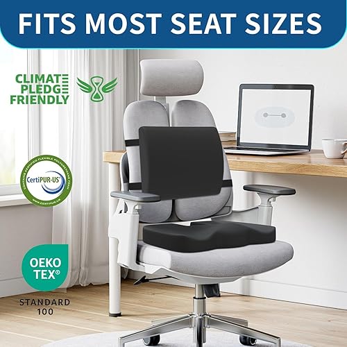 Miniatura 7 de Cojín de asiento de espuma viscoelástica y almohada de apoyo lumbar para silla de oficina, automóvil, silla de ruedas, almohadilla ortopédica