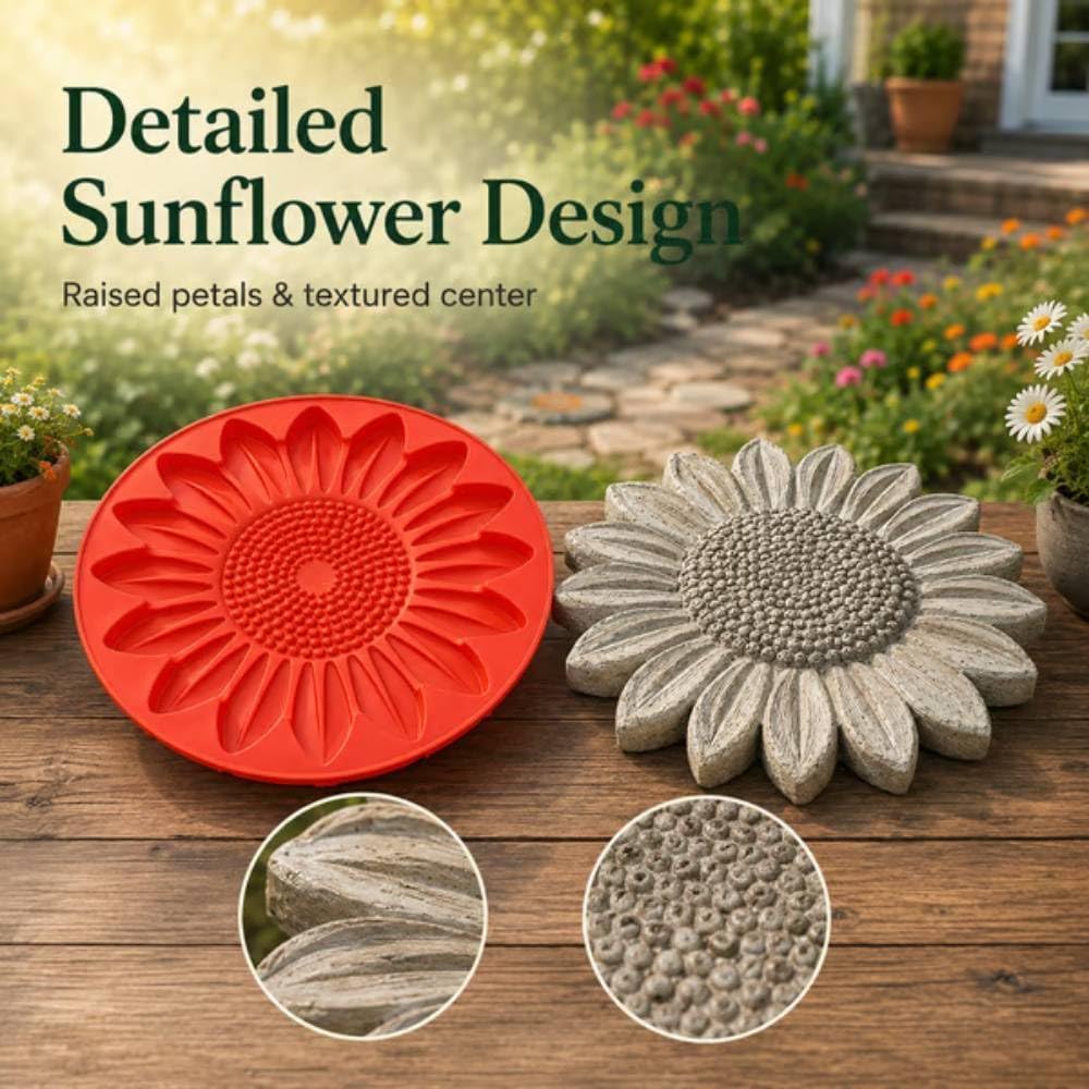 Molde de piedra para jardín, molde reutilizable de silicona para adoquines de hormigón, herramienta de fundición de caminos DIY de 15,7 pulgadas, decoración de césped de patio，#E