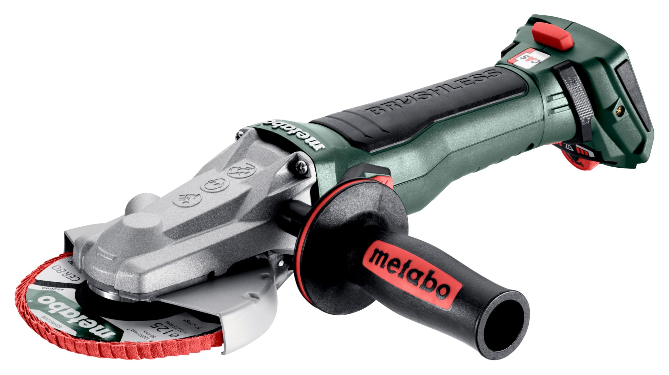 Metabo WVBF 18 LT BL 11-125 Quick akumulatorowa szlifierka kątowa z płaską głowicą – w zestawie MetaBOX 165 l (napięcie akumulatora 18 V, średnica tarczy 125 mm, waga 1,9 kg) 601307840