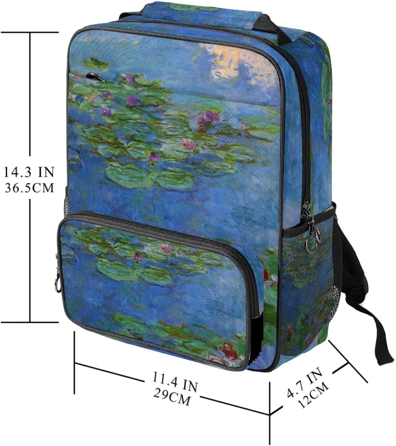 [suojapuku] 女性用の小さなバックパック、ミニ バックパック トラベル バッグ、池の蓮、女の子のためのブックバッグキャンバ