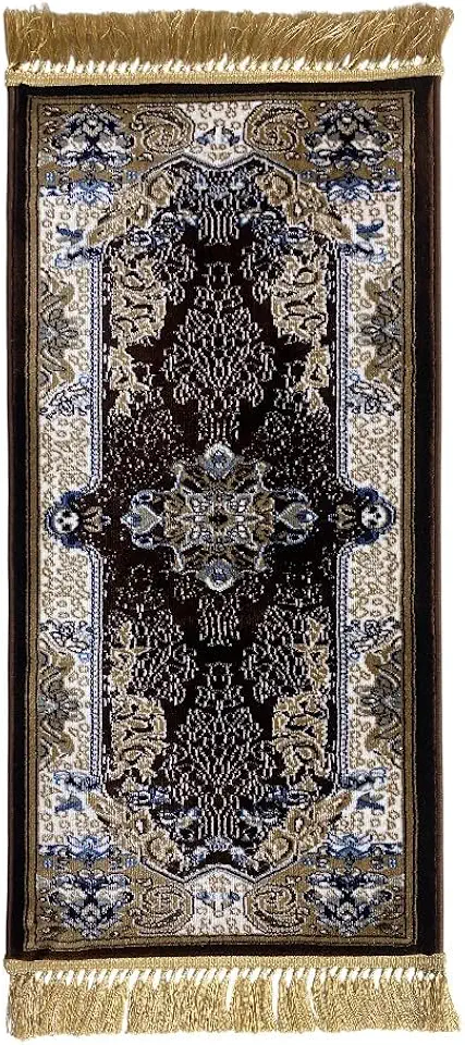 Tapete Persa Royal Marrom 50x85cm Fio Acetinado - Decoração para Quarto e Sala