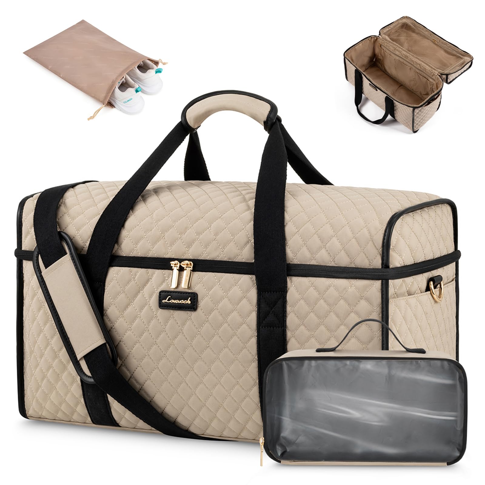 LOVEVOOK Reisetasche Damen, Wasserdicht Weekender Handgepäck Tasche Groß Travel Duffle Bag, Kliniktasche Geburt Krankenhaustasche Sporttasche für Flugzeug Reise Sport Gym