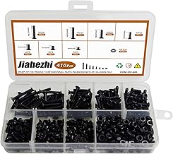 410 Pcs M3 x 4mm /6mm /8mm /10mm /12mm /16mm /20mm Flat Head Machine Screws and Hex Nuts Kit, Black Countersunk Head Phillips Screws Bolts, 7 Sizes, for Equipment Maintenance and Replacement