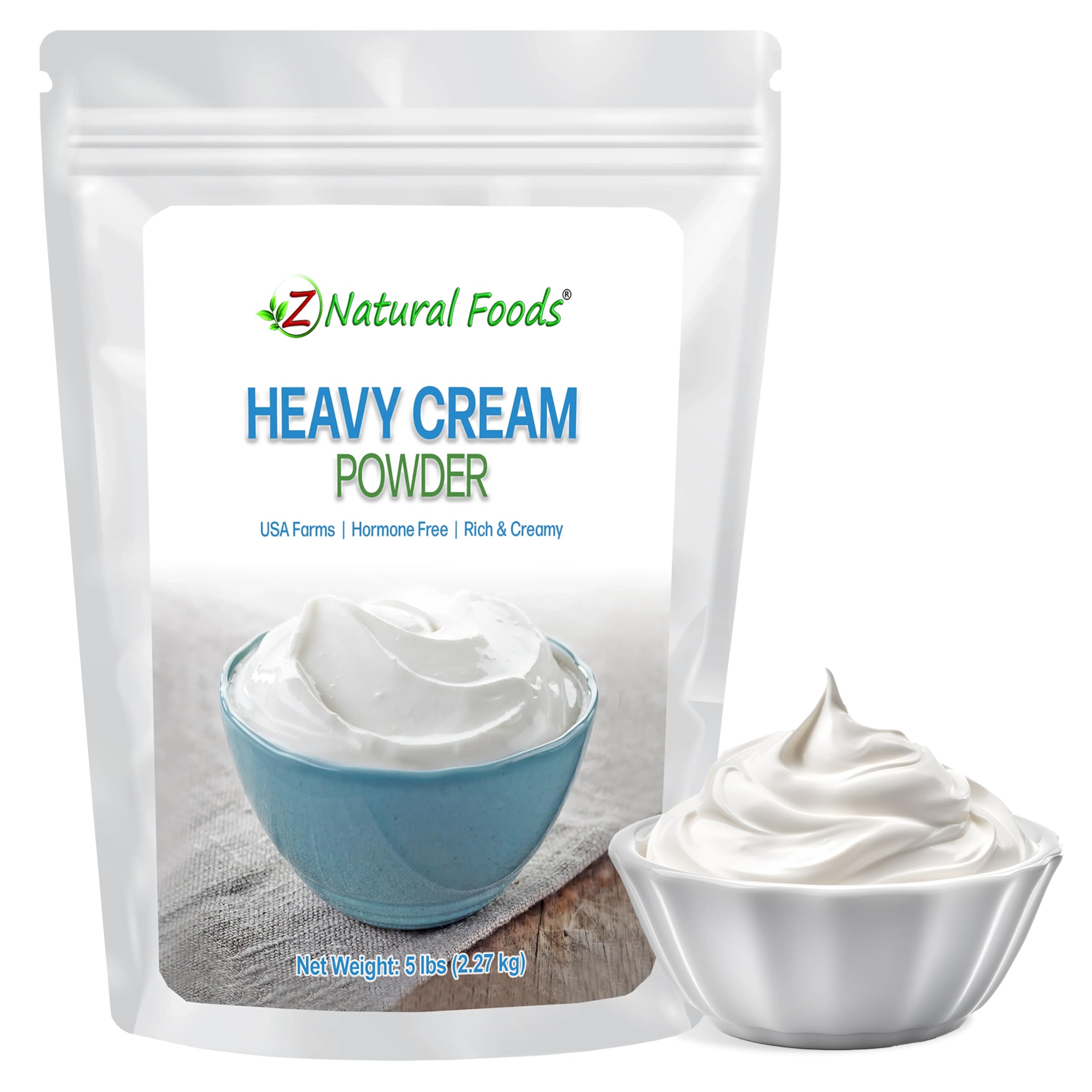 Z Natural Foods Heavy Cream Powder - Nutrient-Dense, Delicious Powdered Cream with 1-Year Shelf Life - Easy to Use & Perfect for Coffee, Baking & Recipes, Keto-Friendly, Gluten-Free, 5 lbs
