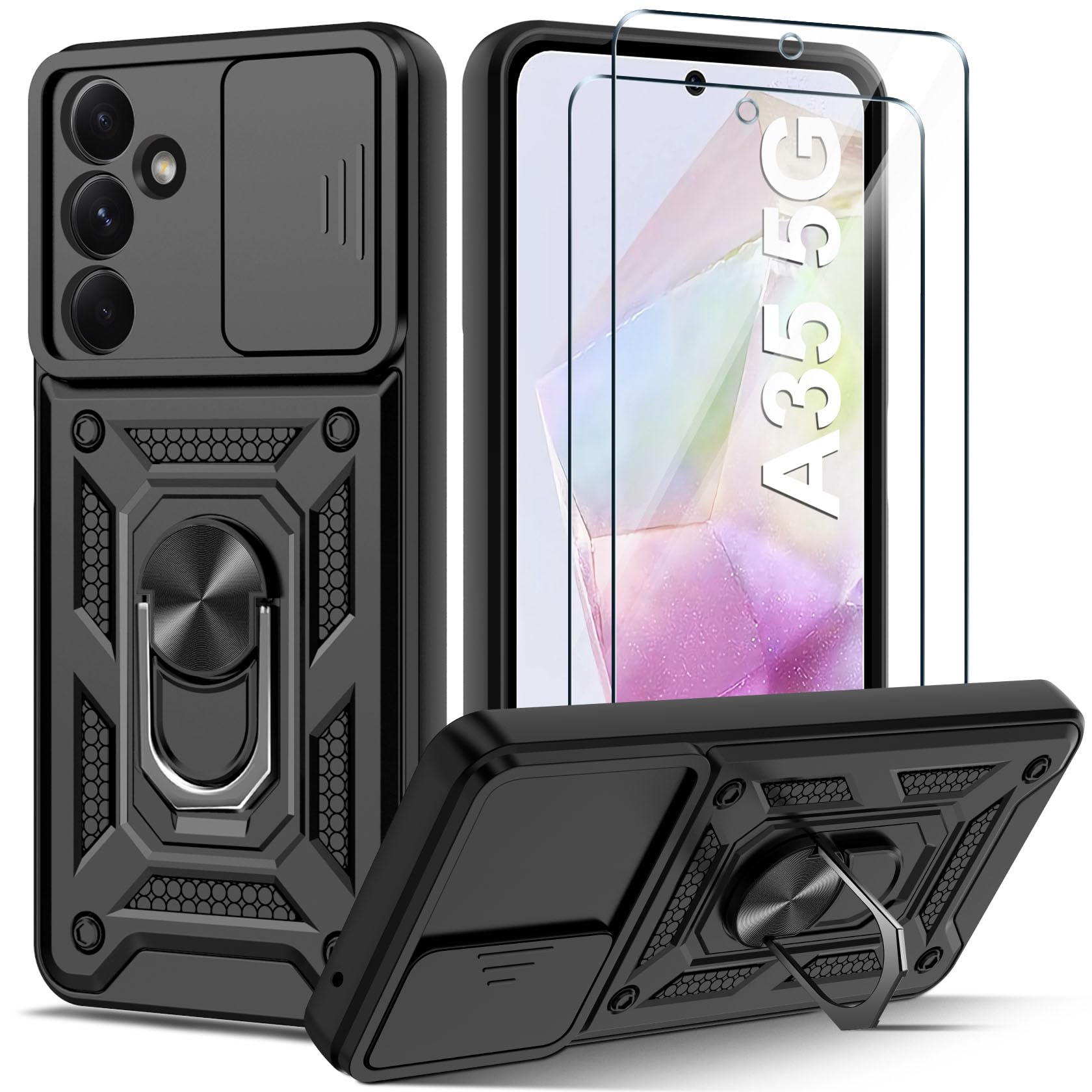 Handyhülle Für Google Pixel 7 Pro – Stoßfest Mit Schiebedeckel Für Kamera, Militärschutz, Rutschfest, Schwarz