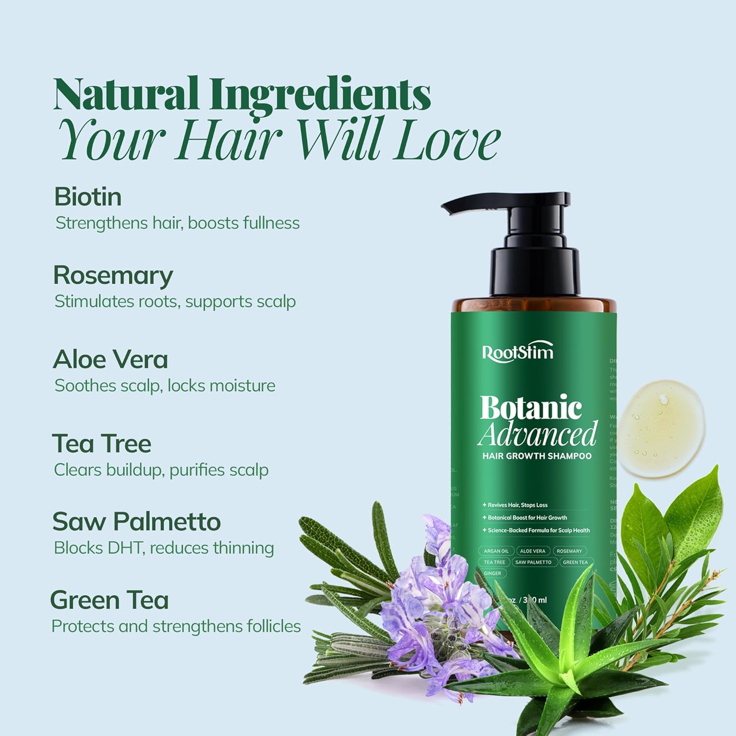 Hair Growth Shampoo, Rosemary, Caffeine, Biotin, Oil Control, Scalp Care, Hair Loss Shampoo for Strengthen Roots, Hair Thickening, Men, Women - Image 7