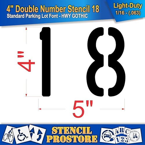 Miniatura 2 de Plantillas para pavimento, bordillo y WheelStop, plantilla de doble número de 4 pulgadas, (18), 4 x 4 x 116 pulgadas, livianas