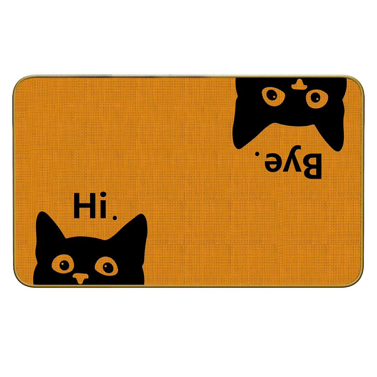Mingnei Hi Bye Cat Welcome Doormat - Funny Black Cat Lover Floor Mat for Home, Kitchen, Entrance - Indoor/Outdoor Entryway Rug 30x17 (Orange)