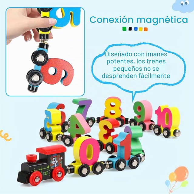 Foto 4 de 7 de Jacootoys Jacoboys 12pcs Juego de Tren con número de imán de Madera para niños