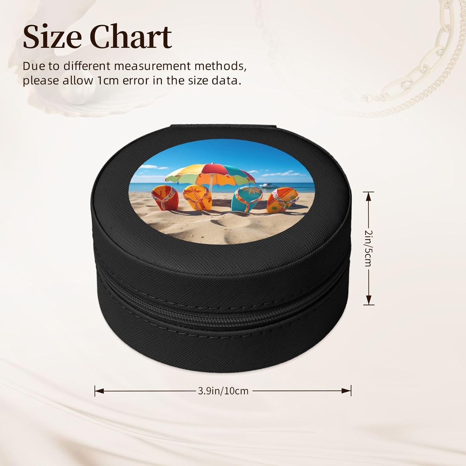 Travel Jewelry Box Leather Small Jewelry Organizer for Women,Portable Jewelry Case Colorful Flip Flops Beach Ball Display Storage Holder Boxes Mini Jewelry Travel Case for Necklace Rings image 2
