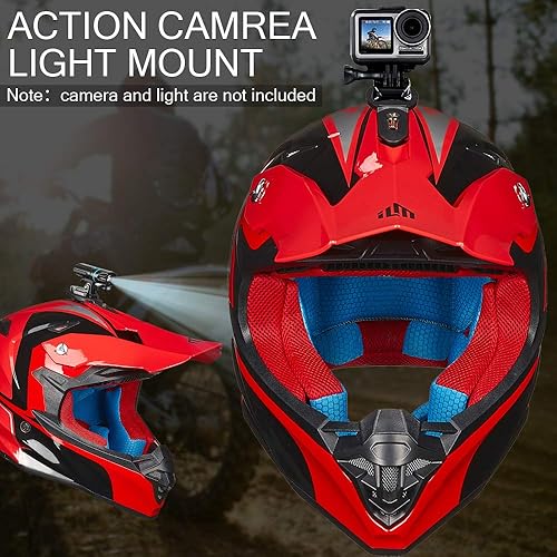 Miniatura 8 de ILM - Casco de motocross para adultos y niños, con forro supersuave, con soporte para cámara, para hombres o mujeres, para ATV, motocicleta, doble