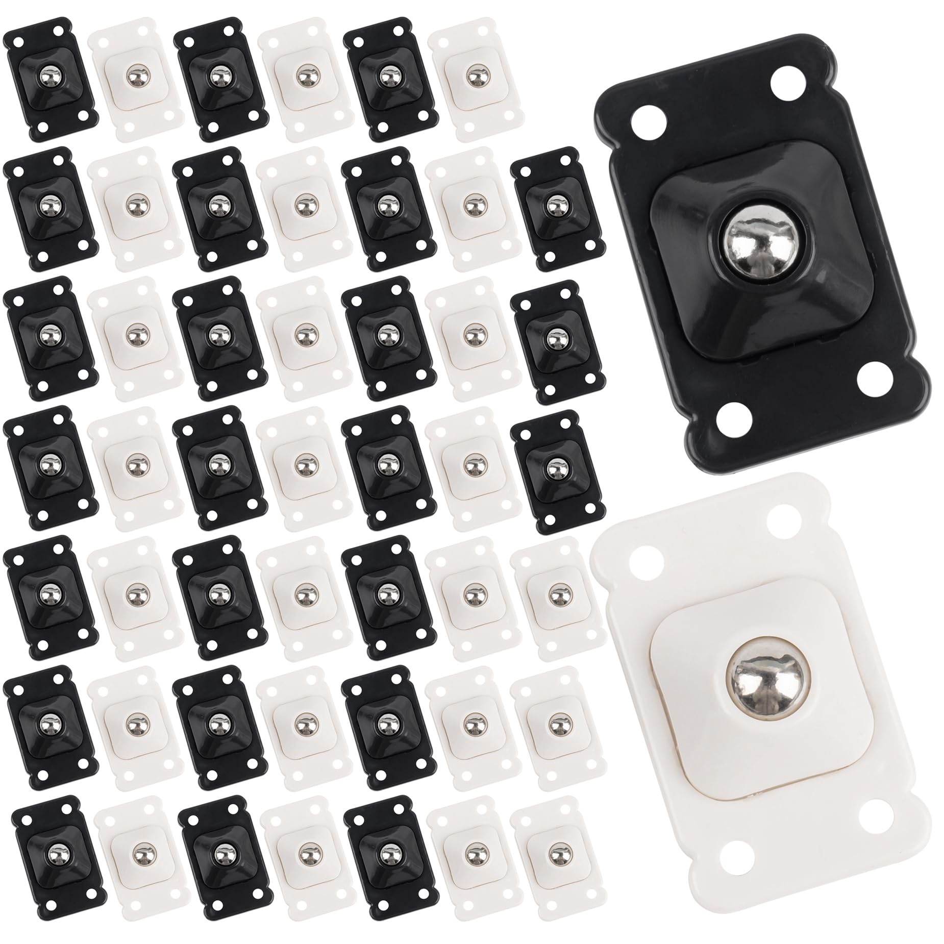 Framendino, 48 Pack Self Adhesive Caster Wheels 360° Swivel Universal Wheel Appliance Sliders for Kitchen Appliances (White & Black)