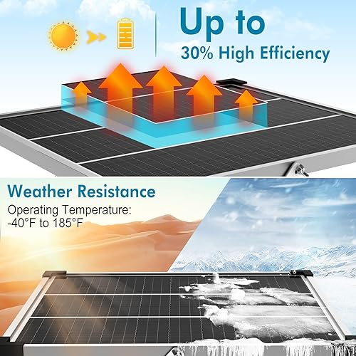 Miniatura 7 de Kit de panel solar de 20 W, cargador de batería solar de 12 V y mantenedor con soporte de montaje ajustable, controlador de carga solar mejorado,