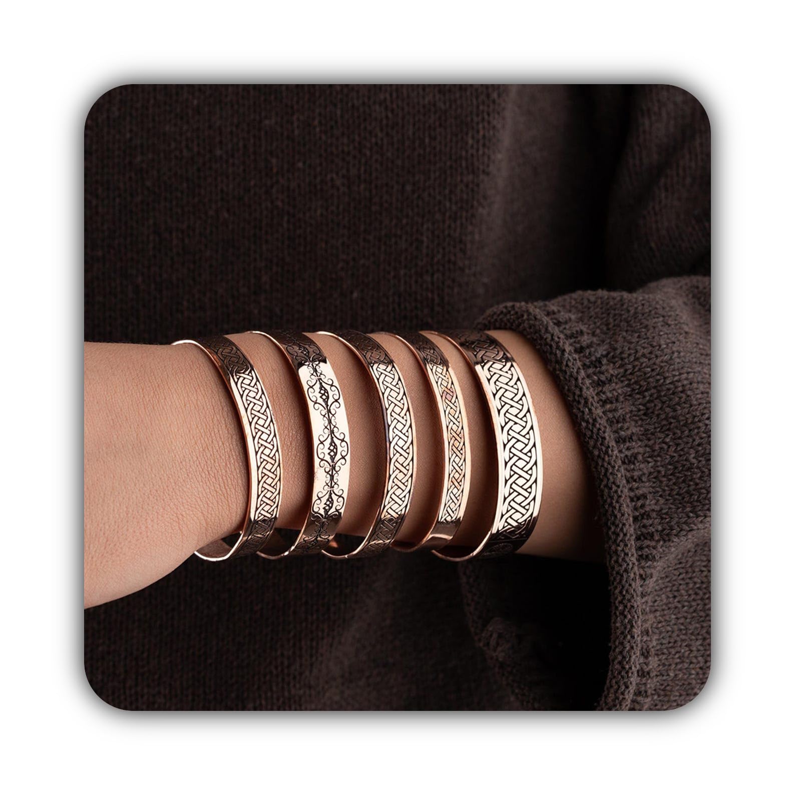 Pulsera de cobre ajustable hecha a mano Unisex pura cobre curación de la joyería de diseño celta
