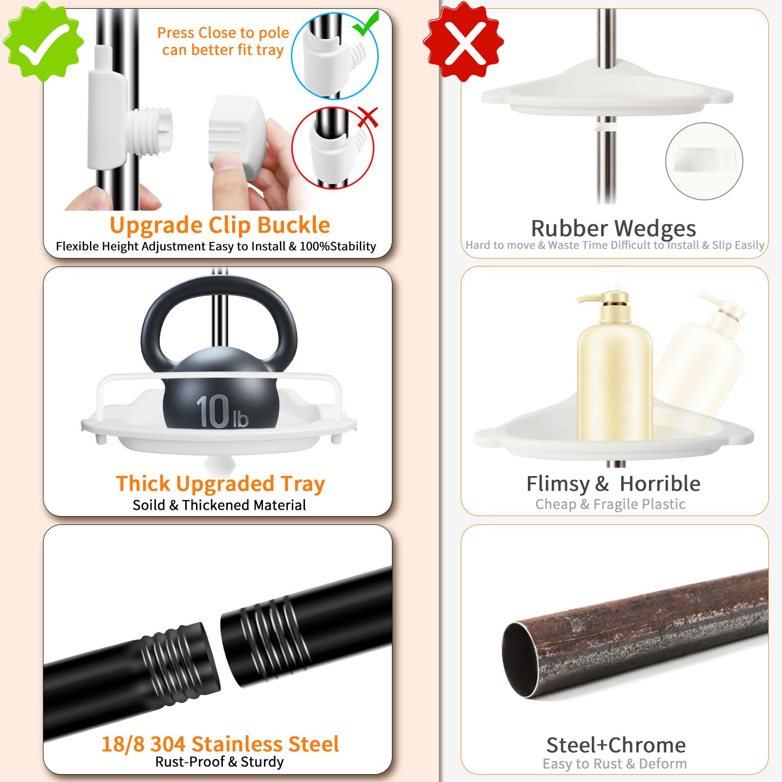 WSBArt Upgrade Stevige Douche Caddy Spanpaal Hoek