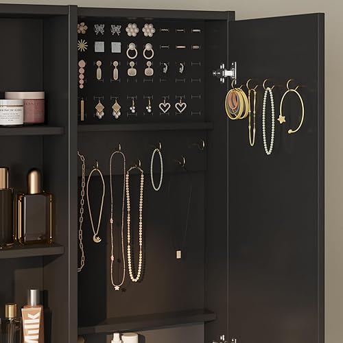 Miniatura 4 de J3L195 - Escritorio de tocador con espejo y luces, mesa de tocador de maquillaje con luces y estación de carga y puerta corredera, tocador superior