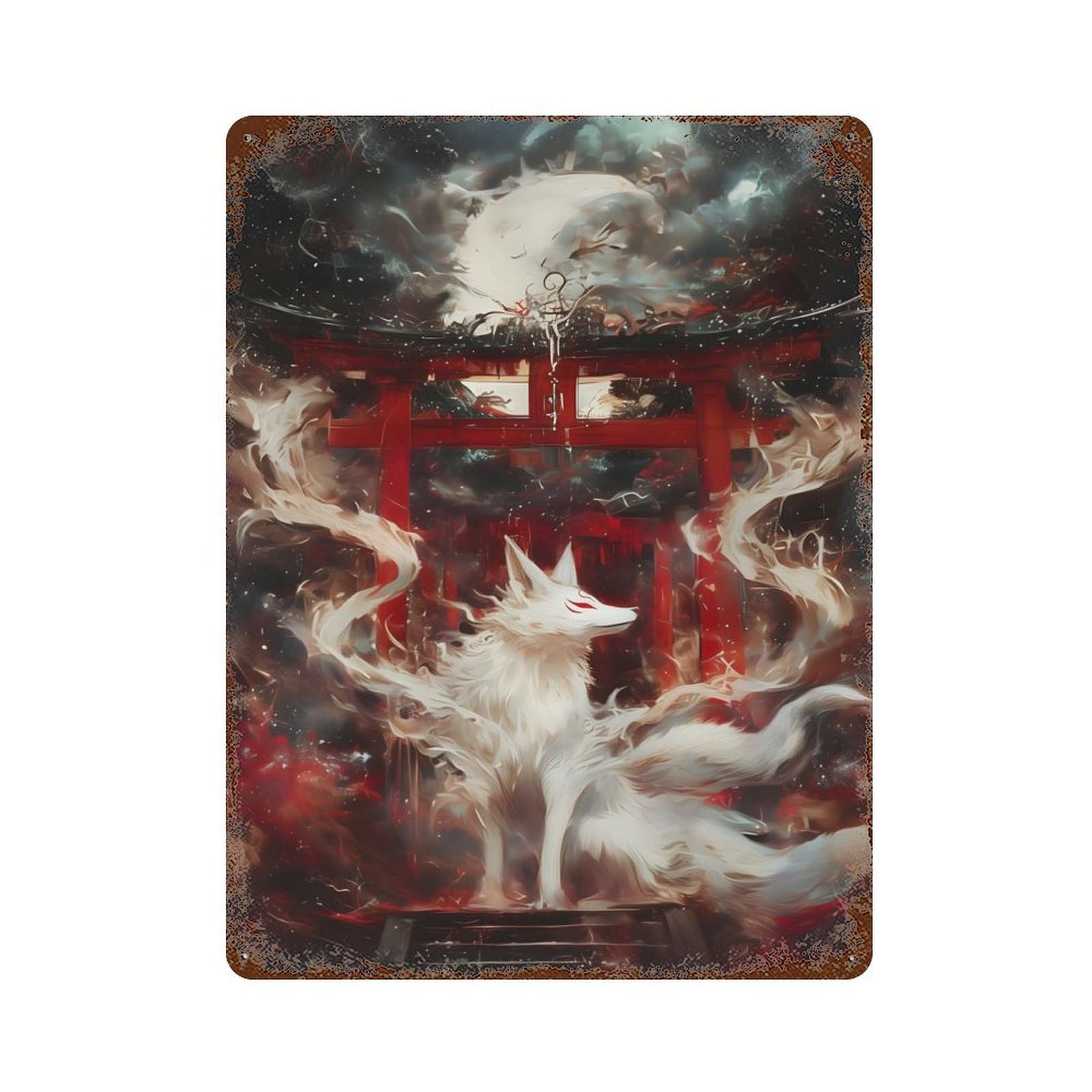 Kitsune Spirit Gate Decorative Tin Sign 15.7"x11.8", Ideal for Cafe, Home Bar And Lounge Decor
