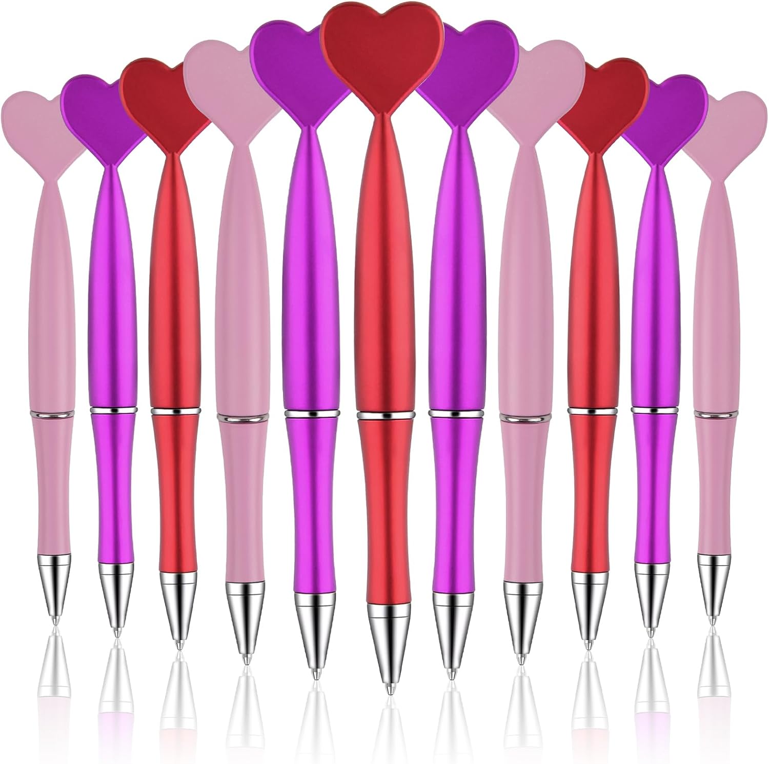 Zuazaor 24 Pack Valentine's Day Party Pens Black Gel Ink Red Heart Ballpoint Pens for Kids Adults Office School Christmas Wedding Party Supplies(Valentine's Red Heart)