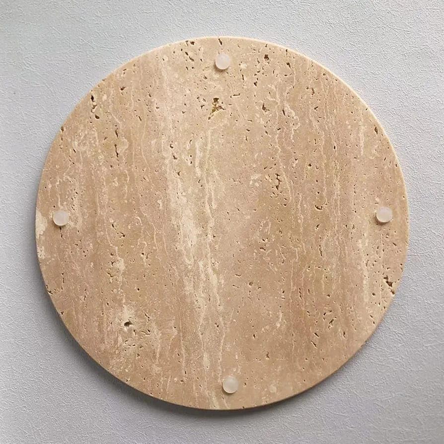 Natural Travertine Marble Vanity Tray, Round, Beige, for Bathroom, Kitchen, Dresser, Home Decor