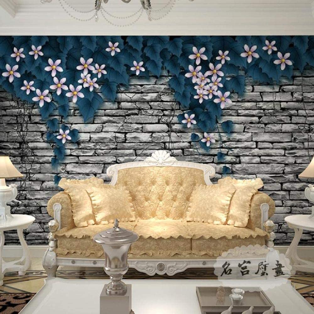 Papel Pintado Mural 3D Planta De Pared De Ladrillo De Hoja Azul Papel Pintado Mural 3D Papel Pintado De Pared Carteles De Pared Pegatina De Pared Borde Autoadhesivo Ladrillo Ba 300(ancho)x210(alto) cm