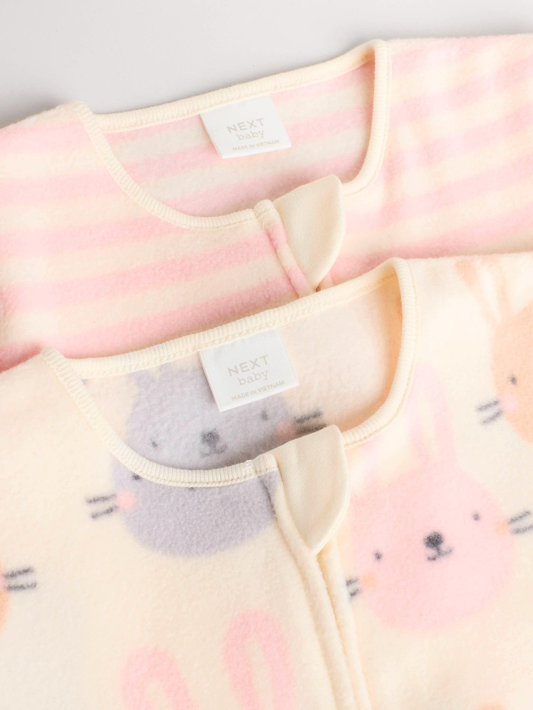 NEXT Bébé Fille Grenouillère à Zip Double Curseur en Micro Polaire bébé, Lot de 2