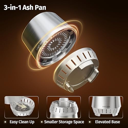 Miniatura 3 de East Oak Fuoco - Chimenea de mesa sin humo  Cenicero 3 en 1  Chimenea portátil de madera y pellets  Acero inoxidable  Quemado 120% más eficiente