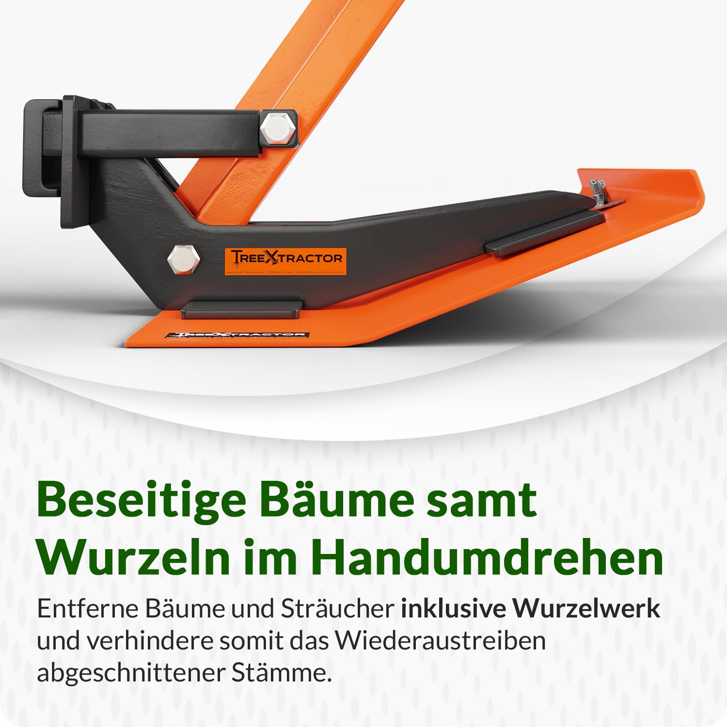 TreeXtractor mit Xbase Wurzelstock Entferner mit Stützfuß für Stämme bis 5cm